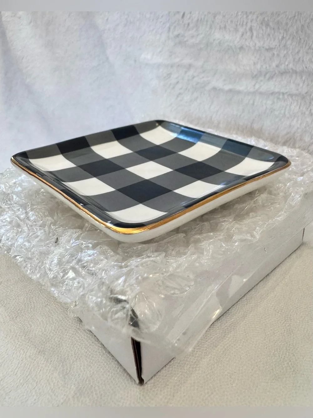 NWT Draper James Small Ceramic Trinket Dish in Gingham